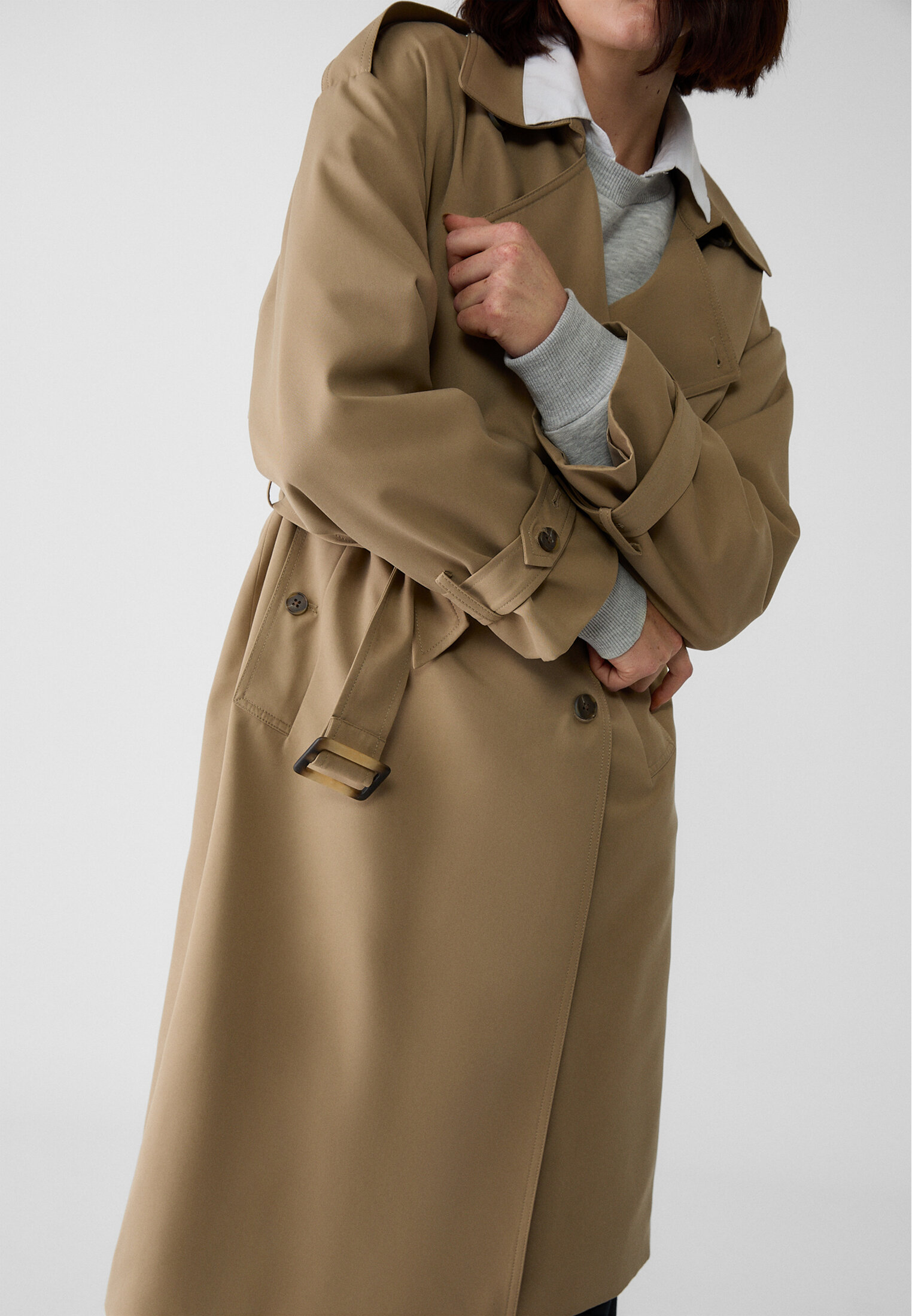 Langer fließender trenchcoat stradivarius Clearance